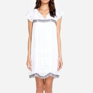 NWT Johnny Was Daisy Eyelet Dress Embroidered White/Black Sz Medium